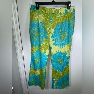 VINTAGE Floral Women's Pants in Blue and Green